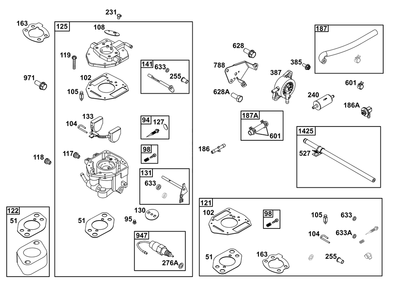 Carburetor And Fuel Supply Group Diagram and Parts List for 305447-0610-G1 200000 - 399999 Briggs and Stratton Engine